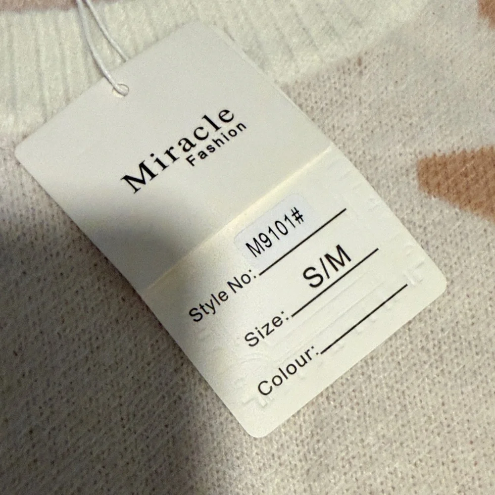 Miracle Cream Sweater with Peach Lightning Bolts - Picture 2 of 4